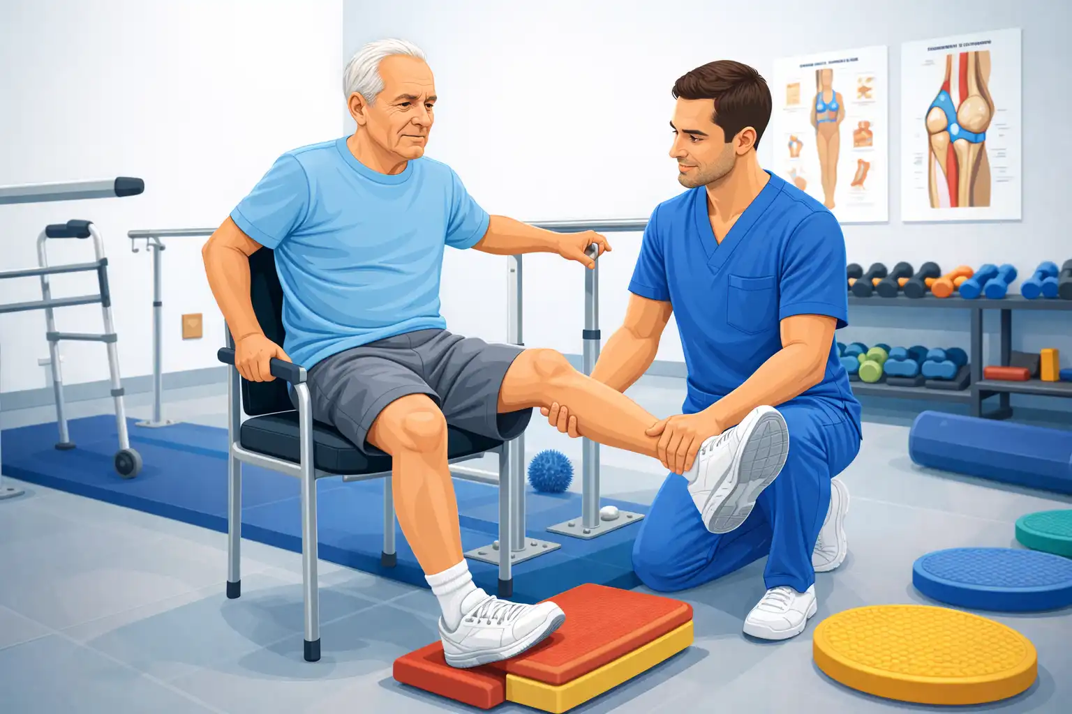 Elderly patient receiving gentle physiotherapy from a specialist in Faridabad